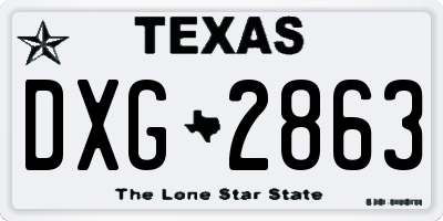 TX license plate DXG2863