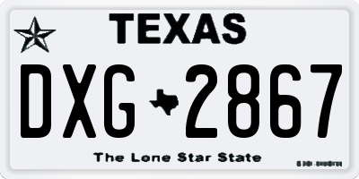 TX license plate DXG2867