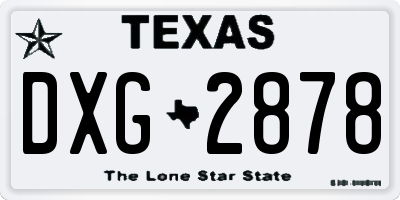 TX license plate DXG2878