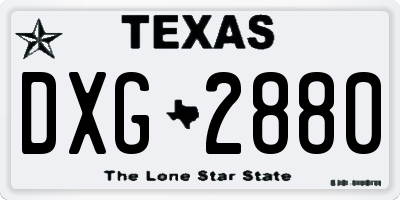 TX license plate DXG2880