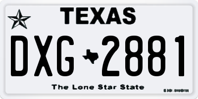 TX license plate DXG2881