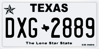 TX license plate DXG2889