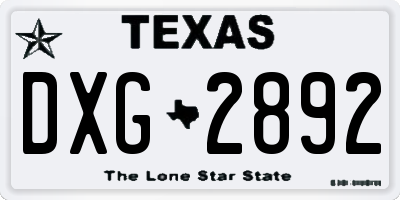 TX license plate DXG2892