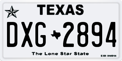 TX license plate DXG2894