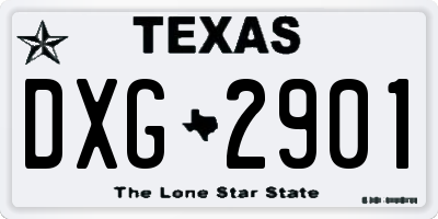TX license plate DXG2901