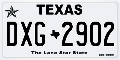 TX license plate DXG2902