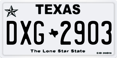 TX license plate DXG2903