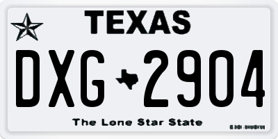 TX license plate DXG2904