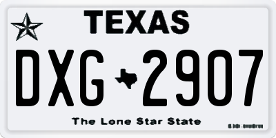 TX license plate DXG2907