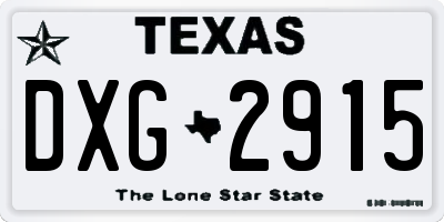 TX license plate DXG2915