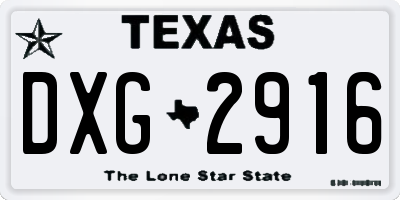 TX license plate DXG2916