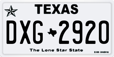 TX license plate DXG2920