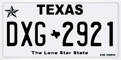 TX license plate DXG2921