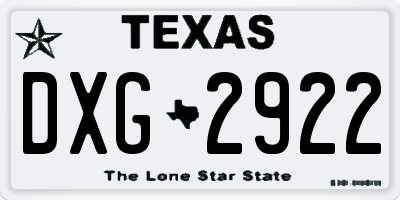 TX license plate DXG2922