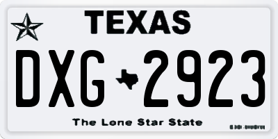 TX license plate DXG2923