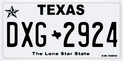 TX license plate DXG2924