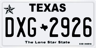 TX license plate DXG2926