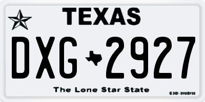 TX license plate DXG2927
