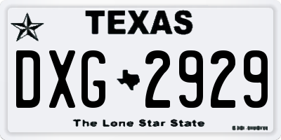 TX license plate DXG2929