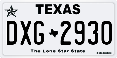 TX license plate DXG2930