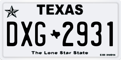 TX license plate DXG2931