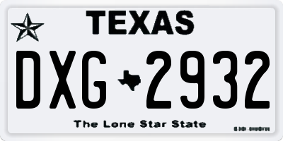 TX license plate DXG2932
