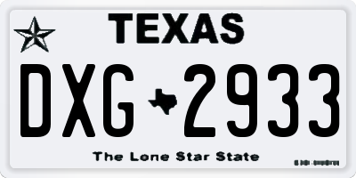 TX license plate DXG2933