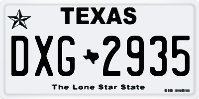 TX license plate DXG2935