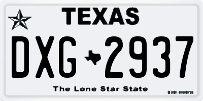 TX license plate DXG2937