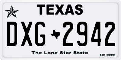TX license plate DXG2942