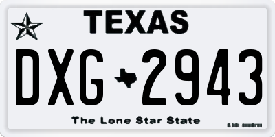TX license plate DXG2943