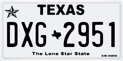 TX license plate DXG2951