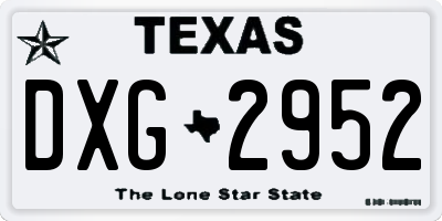 TX license plate DXG2952