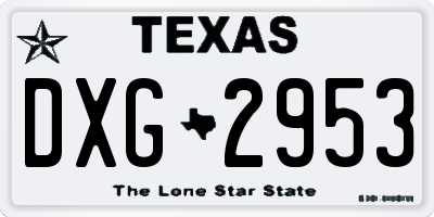 TX license plate DXG2953