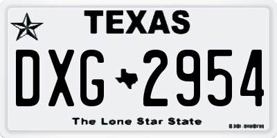 TX license plate DXG2954