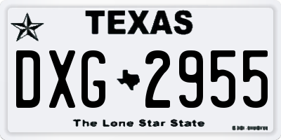 TX license plate DXG2955