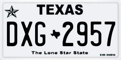 TX license plate DXG2957