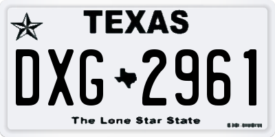 TX license plate DXG2961