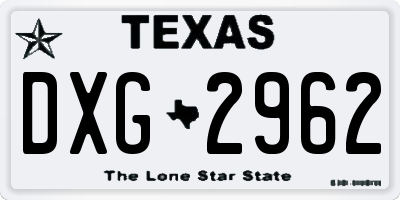 TX license plate DXG2962