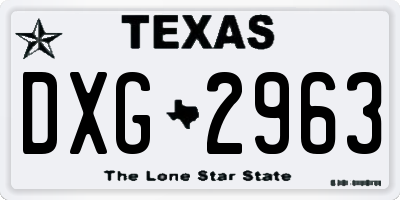 TX license plate DXG2963