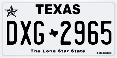 TX license plate DXG2965