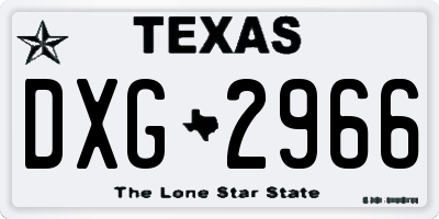 TX license plate DXG2966