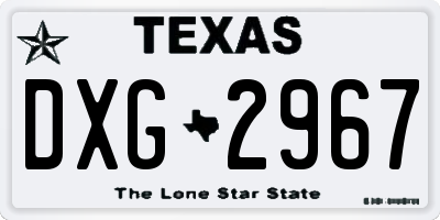 TX license plate DXG2967