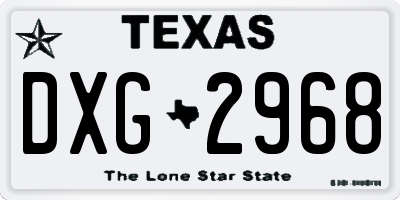 TX license plate DXG2968