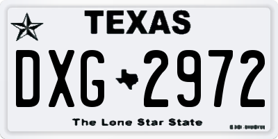TX license plate DXG2972