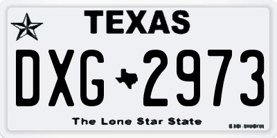 TX license plate DXG2973