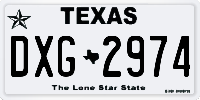 TX license plate DXG2974