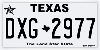 TX license plate DXG2977