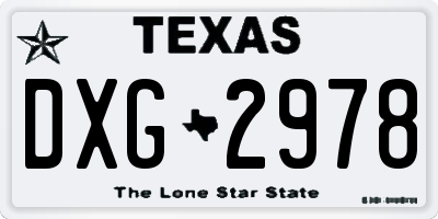 TX license plate DXG2978