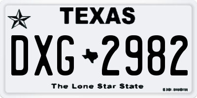 TX license plate DXG2982